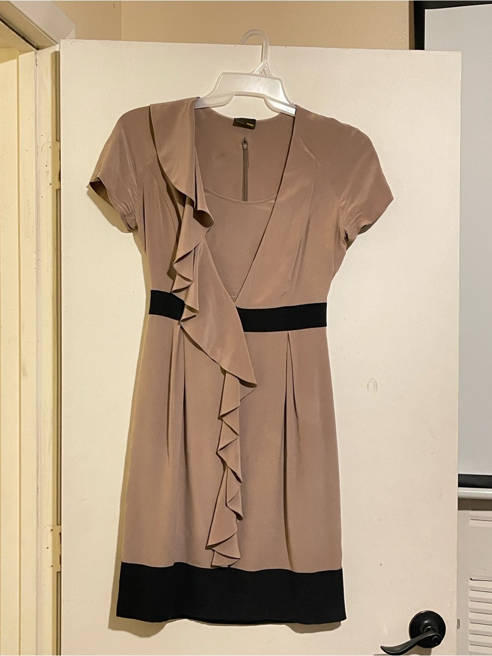 Fendi Taupe Mini Dress with Black Waist and Hem